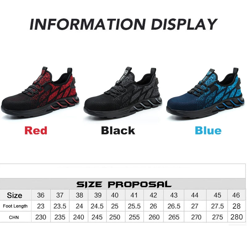 Metallfri, Komposittåhätta med spiktramp, tjocka sulor, andningsbara och halkfria skyddsskor