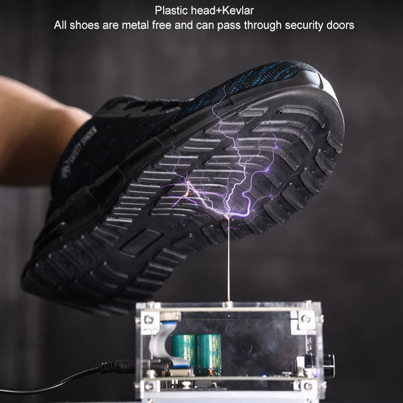 Säkerhets- och antistatiska skor, fri från metall, komposit tåhätta, kevlar, stötsäkra