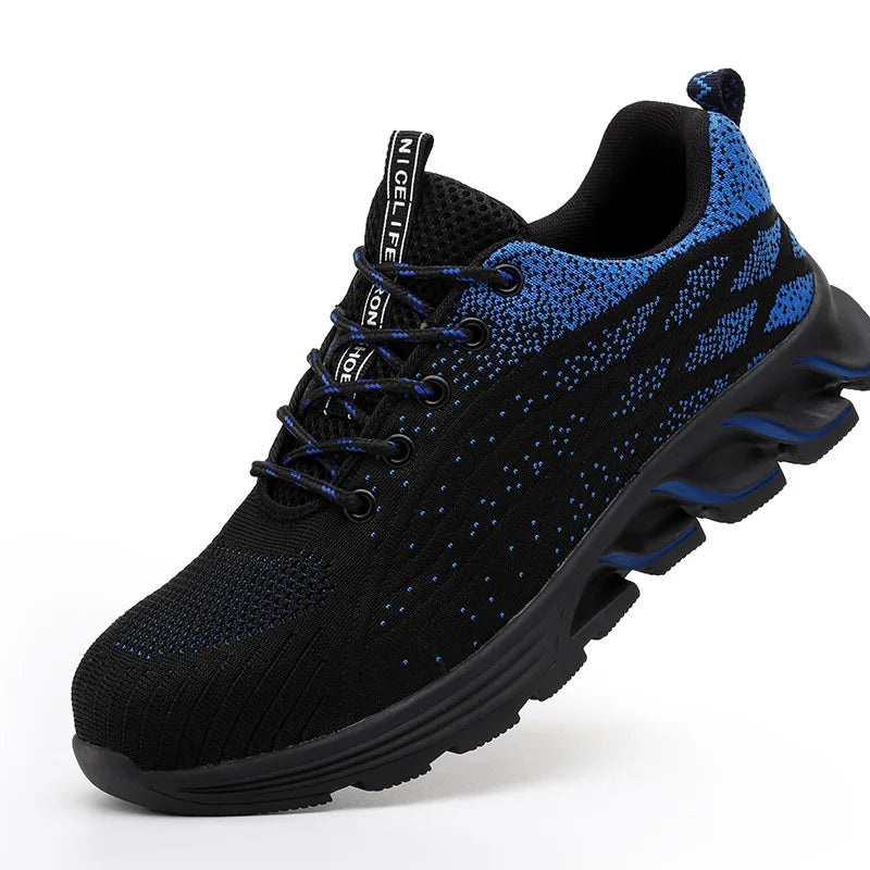 Andningsbara skyddsskor med ståltå, kross- och genombrottssäkra, slitstarka, halkfria arbetsskor med tyg och ståltåskydd