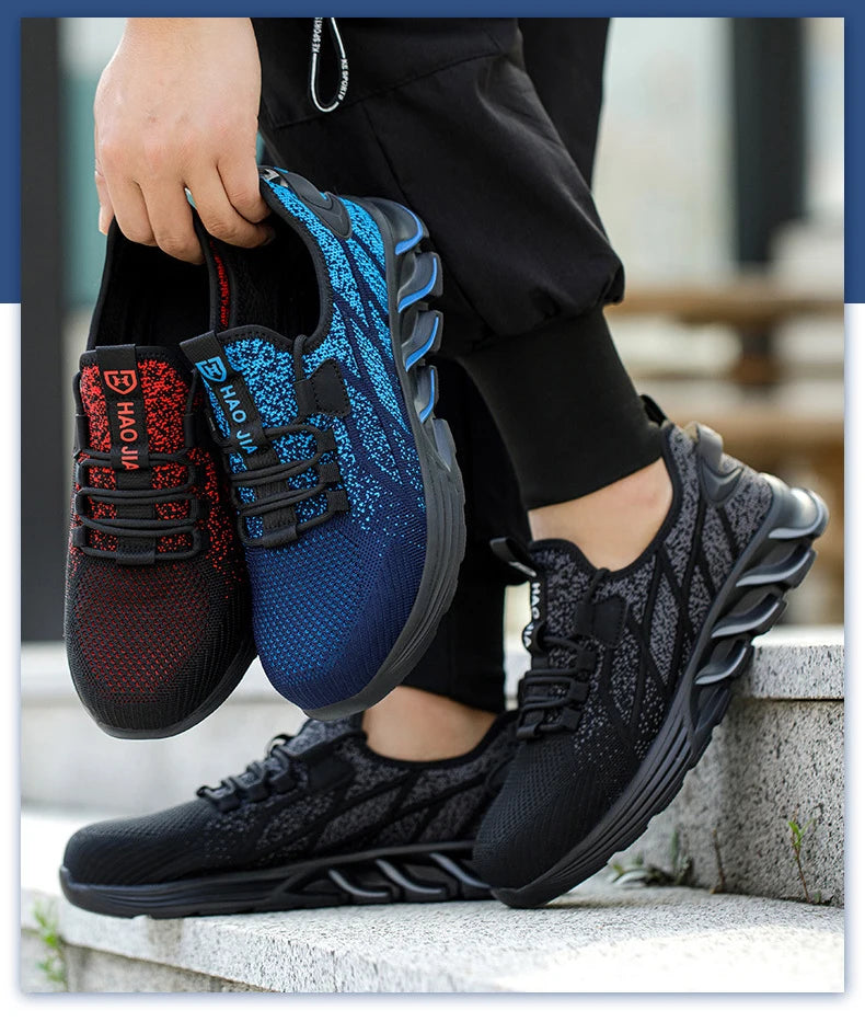 Metallfri, Komposittåhätta med spiktramp, tjocka sulor, andningsbara och halkfria skyddsskor