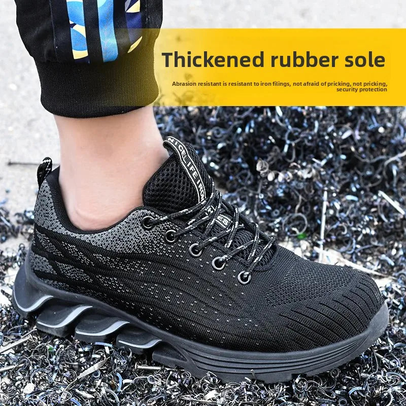 Andningsbara skyddsskor med ståltå, kross- och genombrottssäkra, slitstarka, halkfria arbetsskor med tyg och ståltåskydd