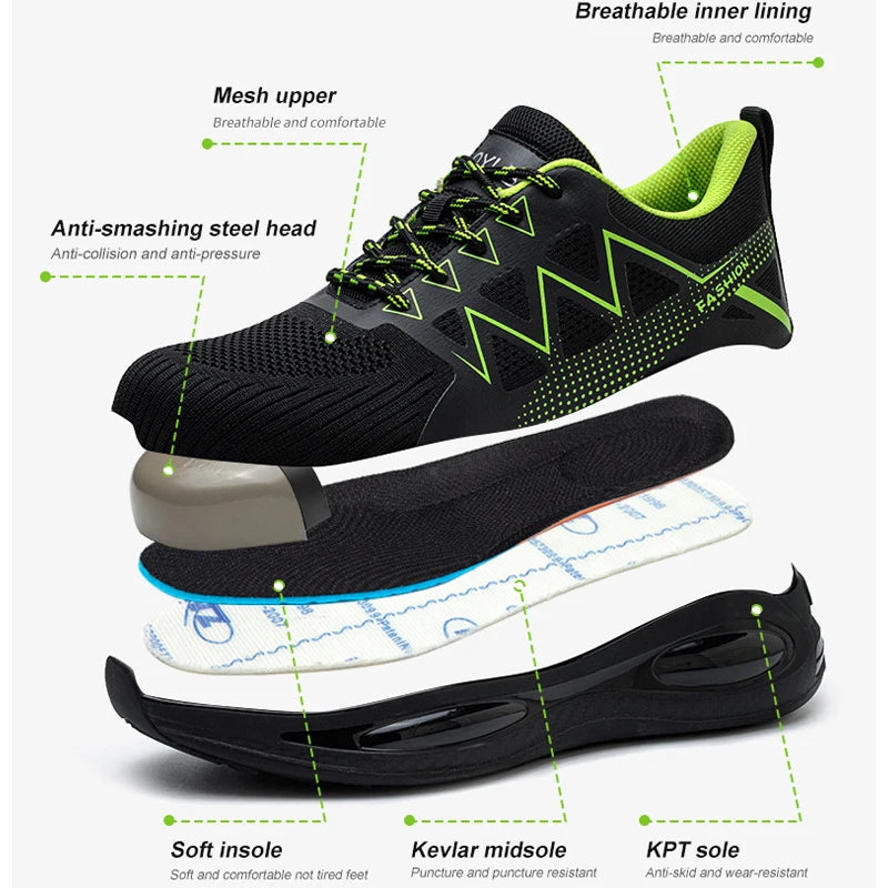 Sneakers, Industriellt, Arbetsskor Punkteringssäkra Stålhätta, Halkfria