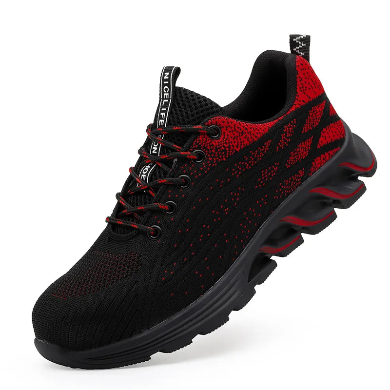 Andningsbara skyddsskor med ståltå, kross- och genombrottssäkra, slitstarka, halkfria arbetsskor med tyg och ståltåskydd